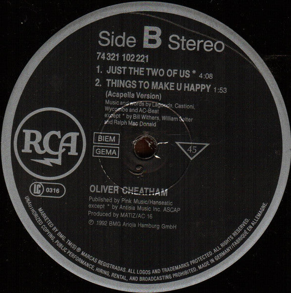 Oliver Cheatham : Things To Make U Happy (12", Single)