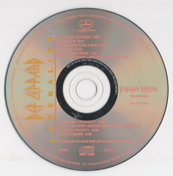 Def Leppard : Adrenalize (CD, Album)