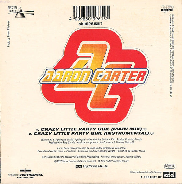 Aaron Carter : Crazy Little Party Girl (CD, Single)
