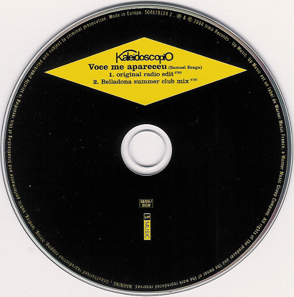 Kaleidoscópio : Voce Me Apareceu (CD, Single)