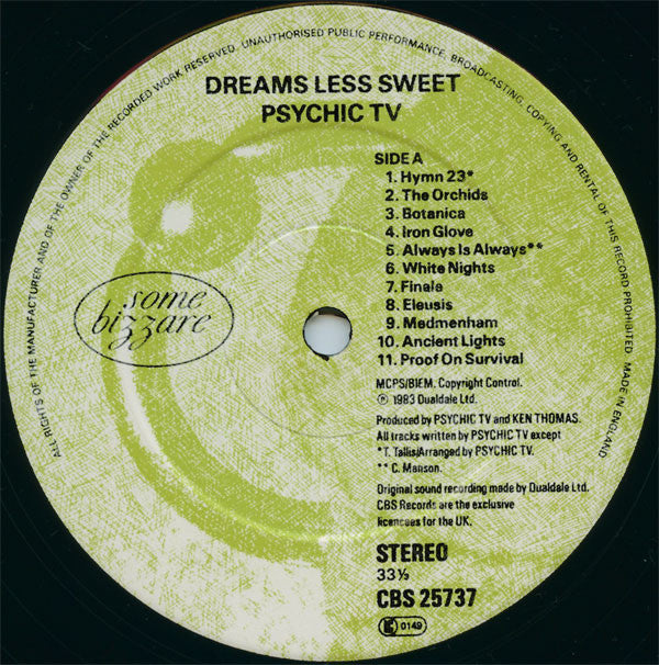 Psychic TV : Dreams Less Sweet (LP, Album)