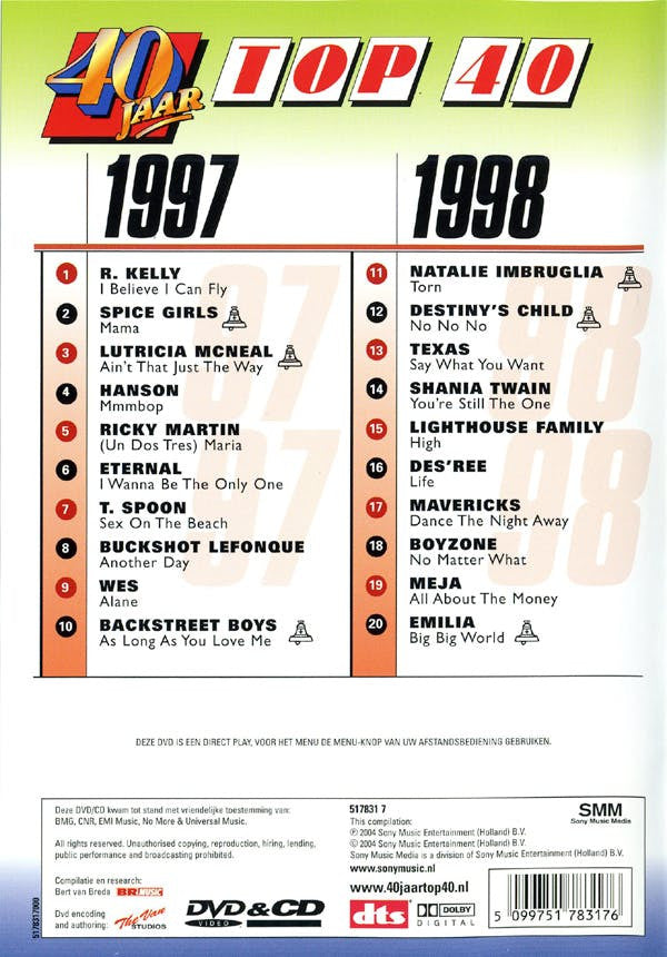 Various : 40 Jaar Top 40 - 1997-1998 (CD, Comp + DVD-V, Comp, PAL)