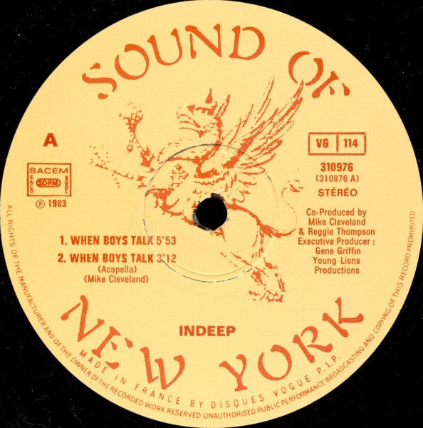 Indeep : When Boys Talk (12", Single, Ltd)