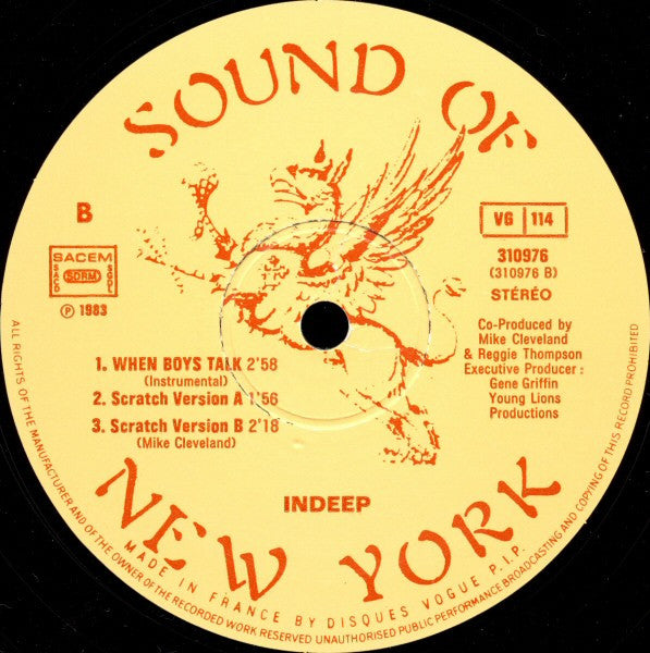 Indeep : When Boys Talk (12", Single, Ltd)