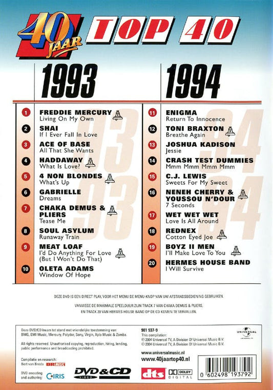 Various : 40 Jaar Top 40 - 1993-1994 (CD, Comp + DVD-V, Comp, PAL)