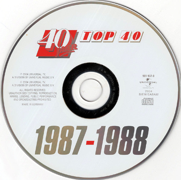 Various : 40 Jaar Top 40 - 1987-1988 (CD, Comp + DVD-V, Comp, PAL)