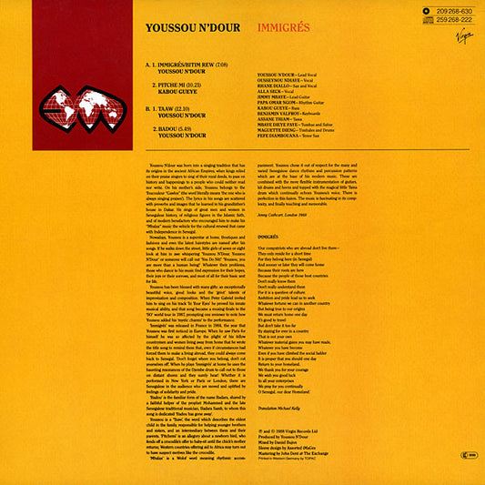 Youssou N'Dour & Le Super Etoile De Dakar : Immigrés (LP, Album)