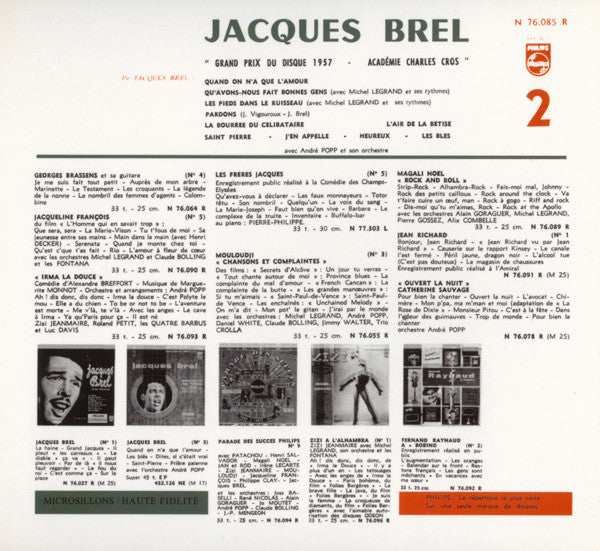 Jacques Brel Avec Les Orchestres André Popp Et Son Orchestre et Michel Legrand Et Son Orchestre : Quand On N'a Que L'amour (CD, RE, RM)