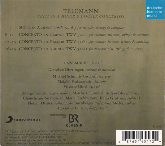 Georg Philipp Telemann - Dorothee Oberlinger, Ensemble 1700 : Suite In A Minor & Double Concertos (CD, Album)