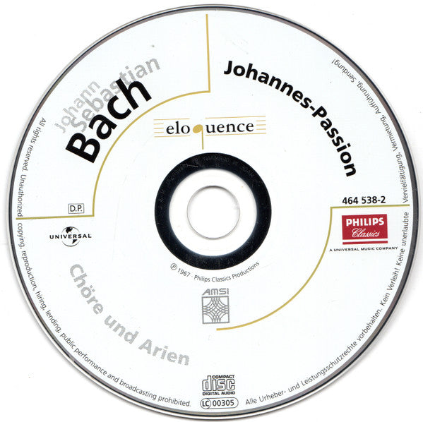 Johann Sebastian Bach · Agnes Giebel · Marga Höffgen · Ernst Haefliger · Walter Berry · Groot Omroepkoor · Concertgebouworkest : Johannes-Passion (Chöre Und Arien) (CD, Comp, RE)