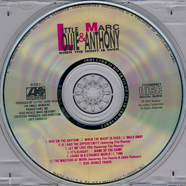 Louie Vega & Marc Anthony : When The Night Is Over (CD, Album)