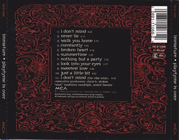 Immature : Playtyme Is Over (CD, Album)