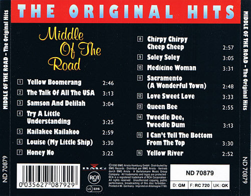 Middle Of The Road : The Original Hits (CD, Comp, RP)