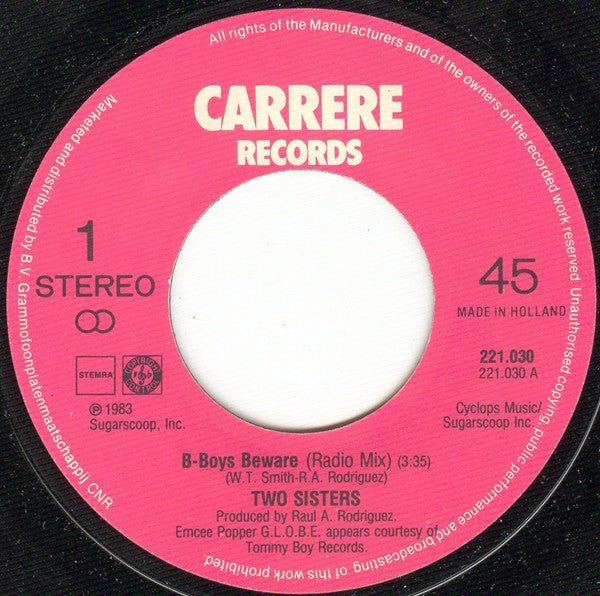 Two Sisters : B-Boys Beware (7", Single)
