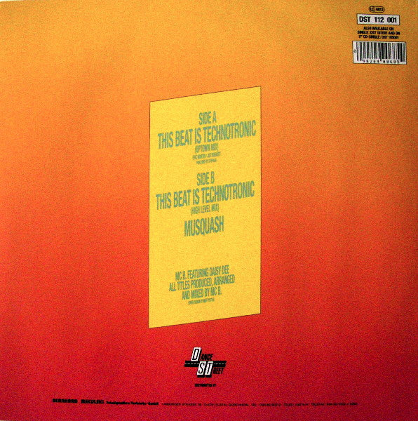 MC B Featuring Daisy Dee : This Beat Is Technotronic (12")