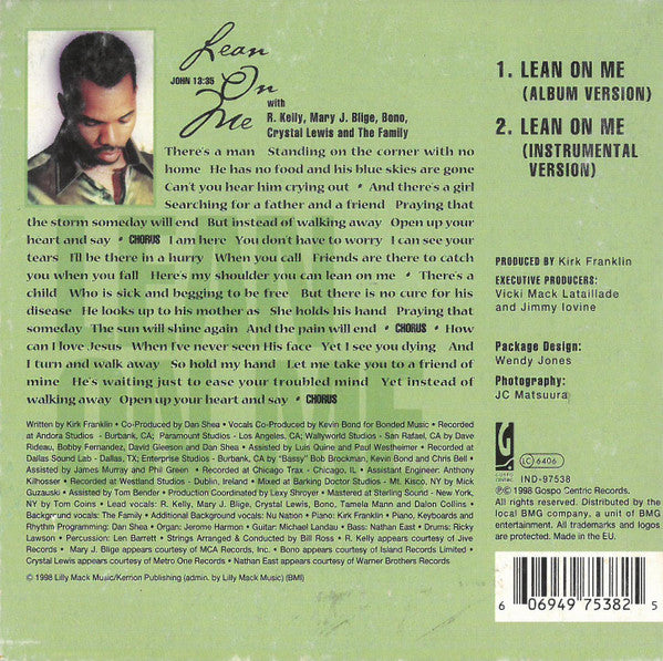 Kirk Franklin : Lean On Me (CD, Single)