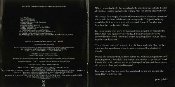 Peter Gabriel : Birdy (Music From The Film By) (CD, Album)