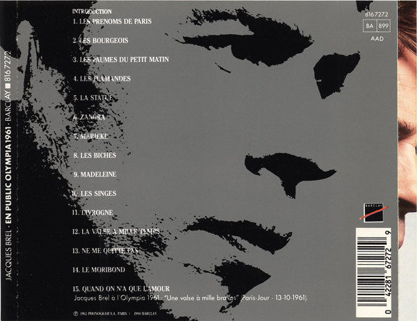 Jacques Brel : Brel En Public - Olympia 61 (CD, RE)