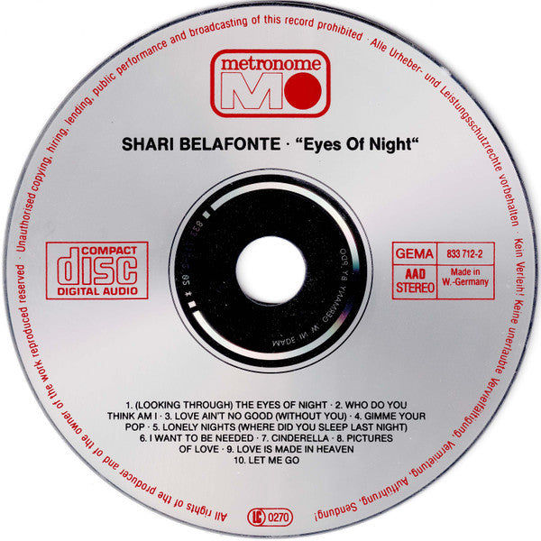 Shari Belafonte : Eyes Of Night (CD, Album)
