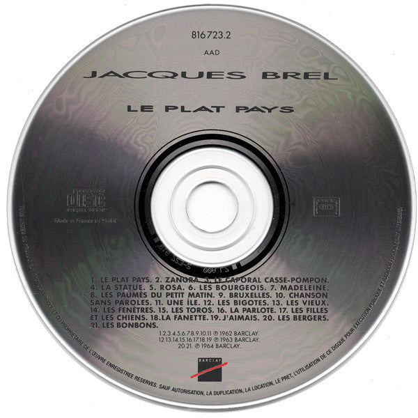 Jacques Brel : Le Plat Pays (CD, Comp)