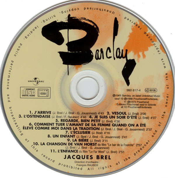 Jacques Brel : J'Arrive (CD, Album, RE, RM)