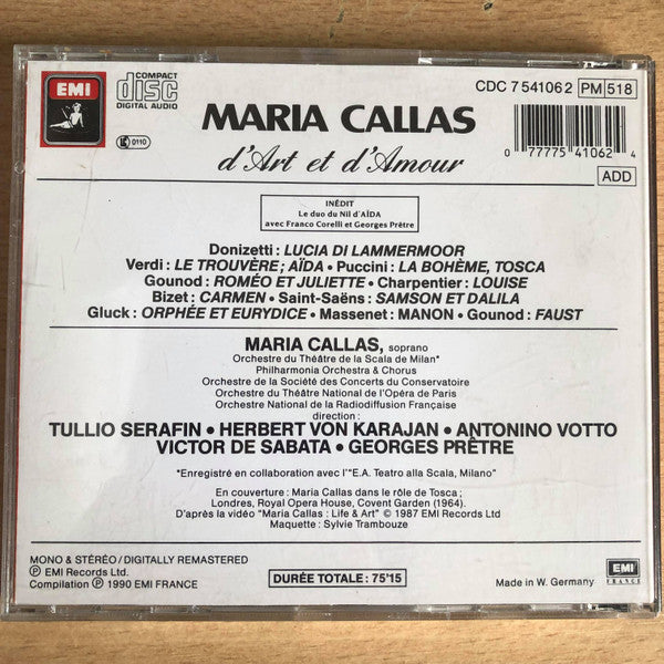 Maria Callas : D'art Et D'amour    (CD, Comp, Mono)