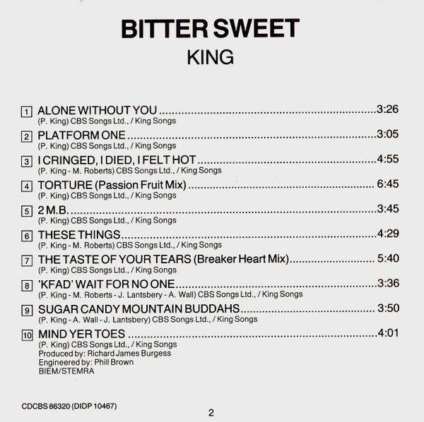 King : Bitter Sweet (CD, Album)