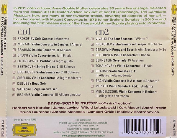 Anne-Sophie Mutter : ASM35 The Complete Musician: Highlights (2xCD, Comp, RE, RM)
