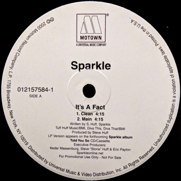 Sparkle (2) : It's A Fact (12", Promo)