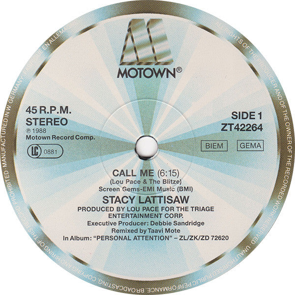 Stacy Lattisaw : Call Me (12", Maxi)