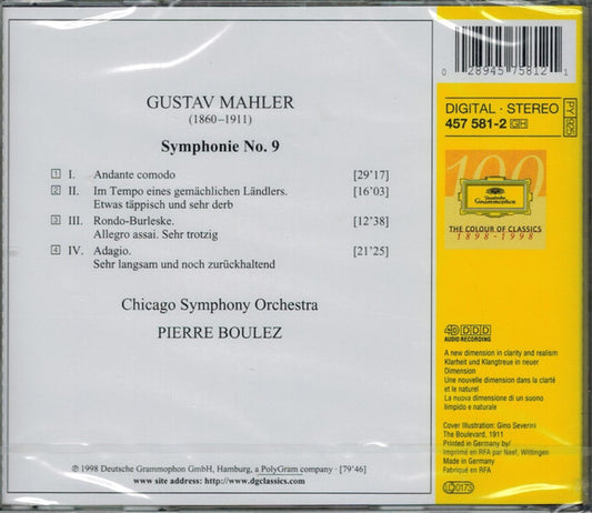 Gustav Mahler - Chicago Symphony Orchestra, Pierre Boulez : Symphonie No. 9 (CD, Album)