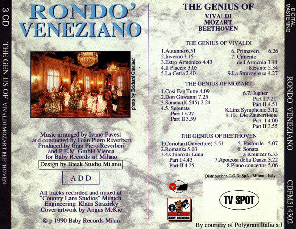 Rondò Veneziano : The Genius Of Vivaldi, Mozart, Beethoven (3xCD, Album)