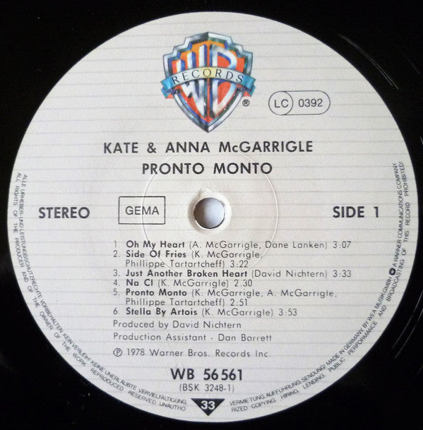 Kate & Anna McGarrigle : Pronto Monto (LP, Album, RE, Fra)
