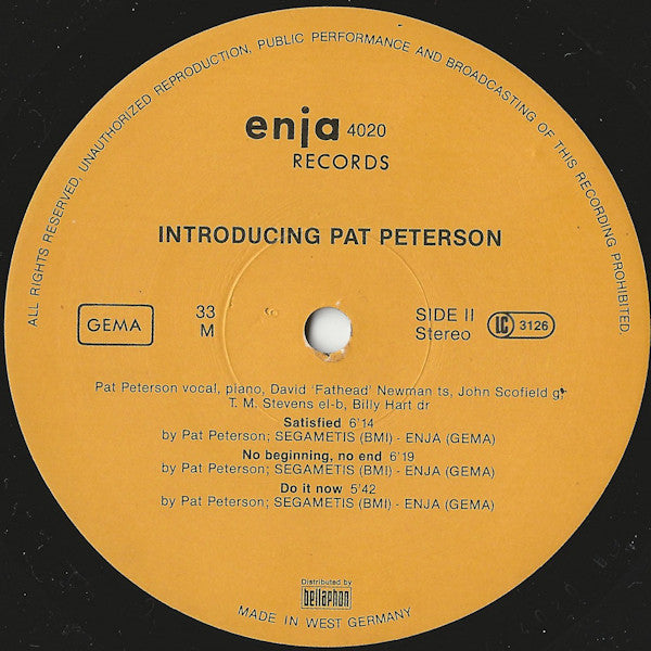 Pat Peterson : Introducing Pat Peterson (LP, Album)