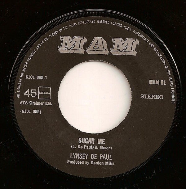 Lynsey De Paul : Sugar Me (7", Single, Bla)