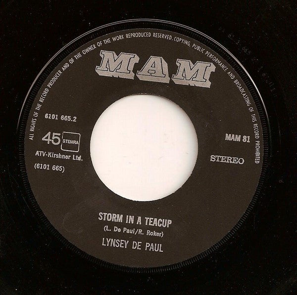 Lynsey De Paul : Sugar Me (7", Single, Bla)