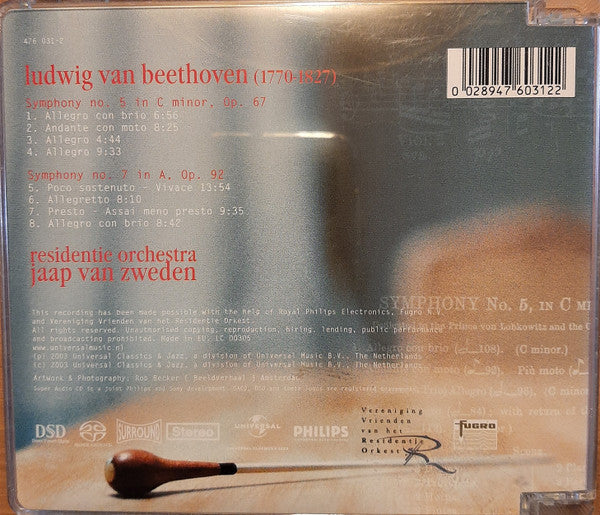 Jaap van Zweden, Residentie Orkest : Beethoven Symphonies 5 & 7 (SACD, Hybrid, Multichannel)