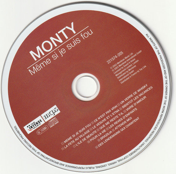 Monty (6) : Même Si Je Suis Fou (CD, Album)