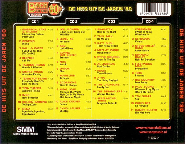 Various : Back To The 80's The Long Versions Live (De Hits Uit De Jaren '80) (4xCD, Comp)