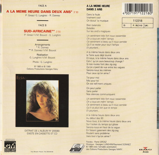Elsa (2) : A La Même Heure Dans Deux Ans (7", Single)