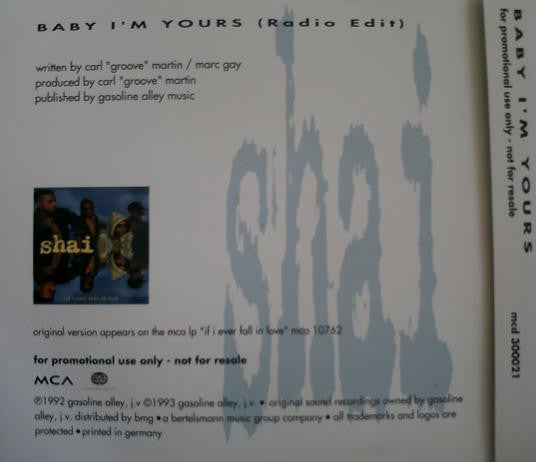 Shai (3) : Baby I'm Yours (CD, Single, Promo)