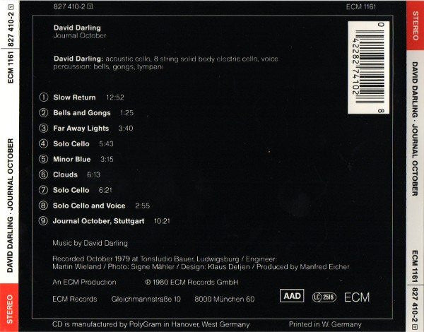 David Darling : Journal October (CD, Album, RE)