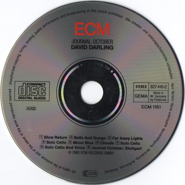 David Darling : Journal October (CD, Album, RE)