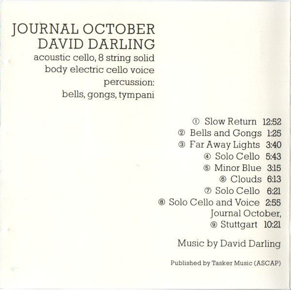 David Darling : Journal October (CD, Album, RE)