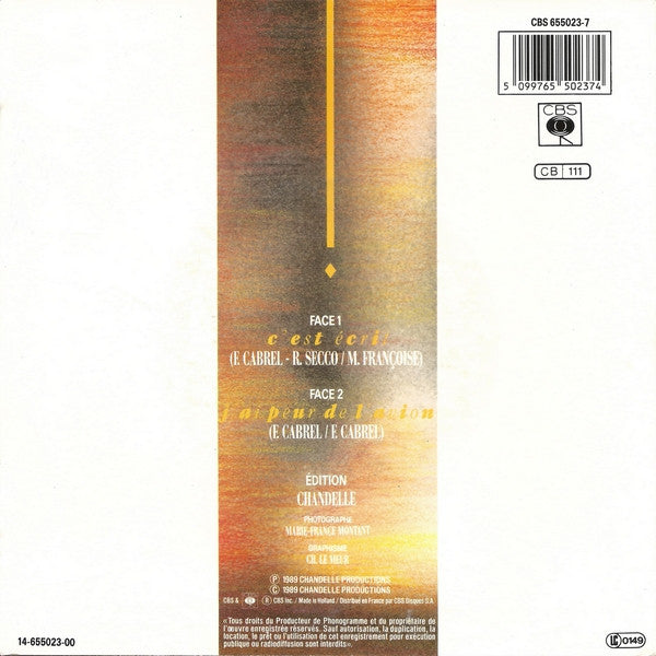 Francis Cabrel : C'est Écrit (7", Single)