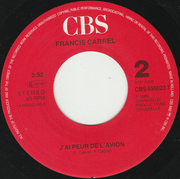 Francis Cabrel : C'est Écrit (7", Single)