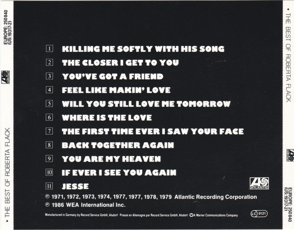 Roberta Flack : The Best Of Roberta Flack (CD, Comp, RE, No )