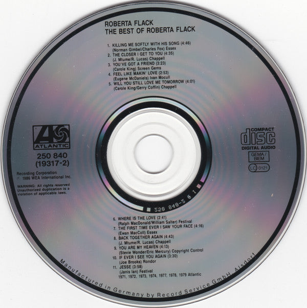 Roberta Flack : The Best Of Roberta Flack (CD, Comp, RE, No )