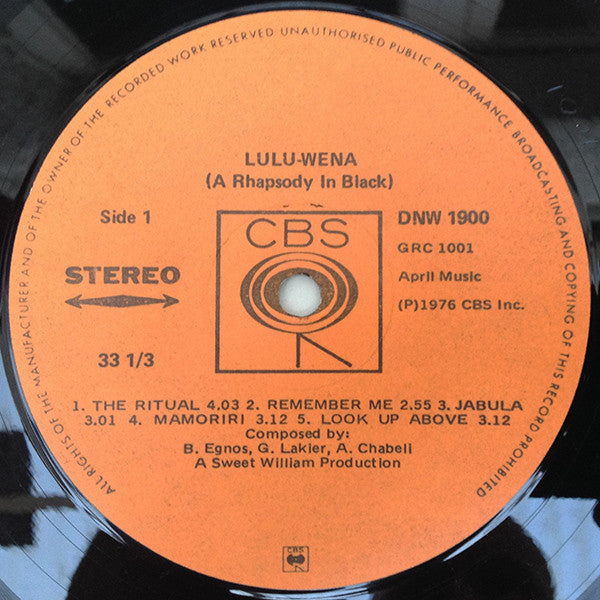 Lulu-Wena : A Rhapsody In Black (LP)