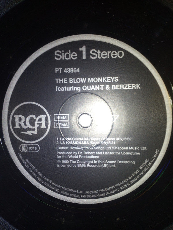The Blow Monkeys Featuring Quan-T And Berzerk (11) : La Passionara (12", Maxi)